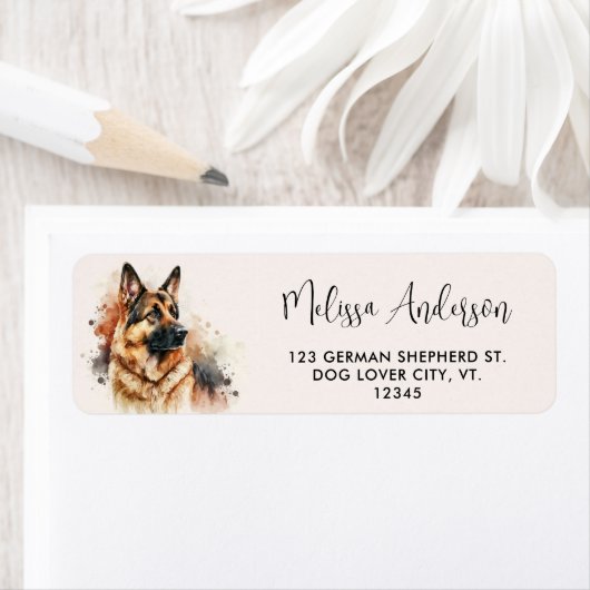 Deutsche Schäferhund Wasserfarbe Rücksendeadresse (Insitu)