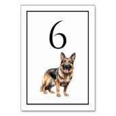 Deutsche Schäferhund-Wasserfarben-Tischnummer Tischnummer (Rückseite)