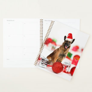 Deutsche Schäferhund Weihnachts-Weihnachtsmannmütz Planer