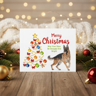 Deutsche Schäferhund-Weihnachtsbaum-Postkarte Feiertagspostkarte