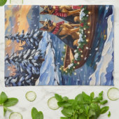 Deutsche Schäferhund-Weihnachtsboot-Feier Geschirrtuch (Gefaltet)