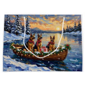 Deutsche Schäferhund-Weihnachtsboot-Feier Große Geschenktüte (Vorderseite)