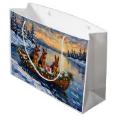 Deutsche Schäferhund-Weihnachtsboot-Feier Große Geschenktüte (Rückseite Schrägansicht)