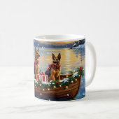 Deutsche Schäferhund-Weihnachtsboot-Feier Kaffeetasse (VorderseiteRechts)