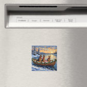 Deutsche-Schäferhund-Weihnachtsboot-Feier Magnet (In Situ (Geschirrspüler))