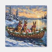 Deutsche-Schäferhund-Weihnachtsboot-Feier Magnet (Vorne)