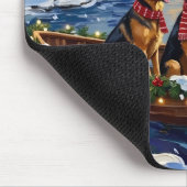 Deutsche Schäferhund-Weihnachtsboot-Feier Mousepad (Ecke)