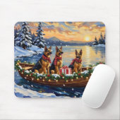 Deutsche Schäferhund-Weihnachtsboot-Feier Mousepad (Mit Mouse)