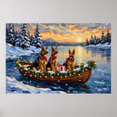 Deutsche-Schäferhund-Weihnachtsboot-Feier Poster (Vorne)