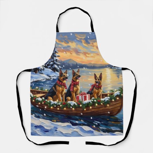 Deutsche Schäferhund-Weihnachtsboot-Feier Schürze (Vorderseite)
