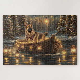 Deutsche Schäferhund-Weihnachtsfestreise Puzzle