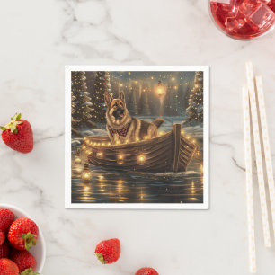 Deutsche Schäferhund-Weihnachtsfestreise Serviette