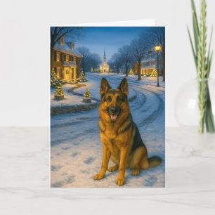 Deutsche Schäferhund-Weihnachtskarte Feiertagskarte