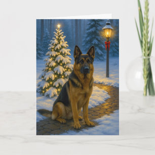 Deutsche Schäferhund-Weihnachtskarte Feiertagskarte