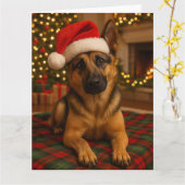 Deutsche Schäferhund-Weihnachtskarte Karte (Gelbe Blume)