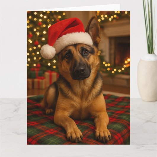 Deutsche Schäferhund-Weihnachtskarte Karte (Vorderseite)