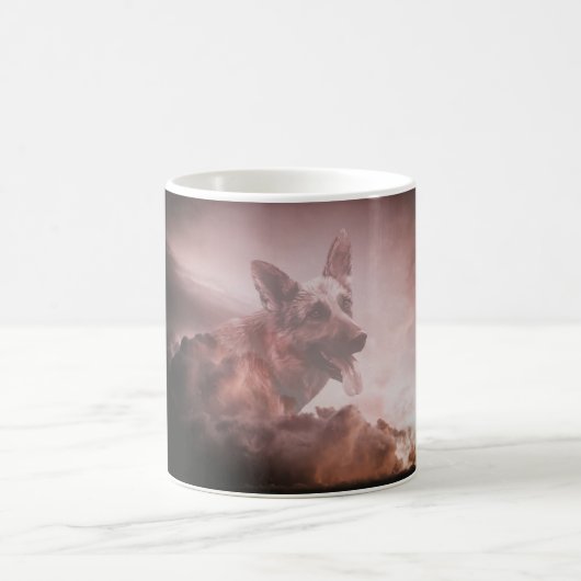 Deutsche Schäferhund Wolken Himmel Kunstportrait G Kaffeetasse (Mittel)
