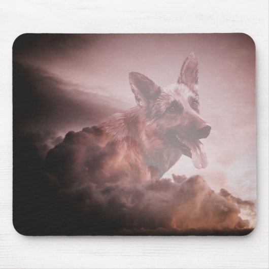Deutsche Schäferhund Wolken Himmel Kunstportrait G Mousepad (Vorne)