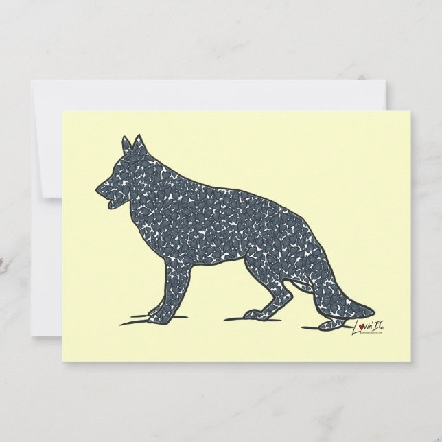 Deutsche Schäferhunde + blaue Herzen flache Mittei (Vorderseite)