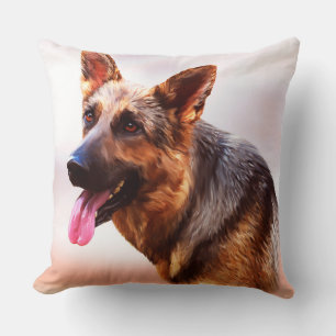 Deutsche Schäferhunde Dog Ölgemälde Art Portrait C Kissen