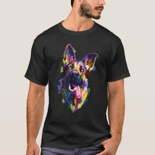 Deutsche Schäferhunde Gesicht Wasserfarben Pop S T-Shirt