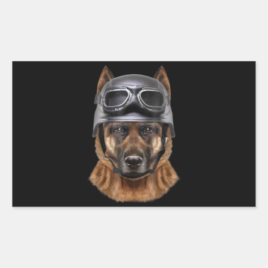 Deutsche Schäferhunde Helm Geschenk für Biker in M Rechteckiger Aufkleber (Vorderseite)