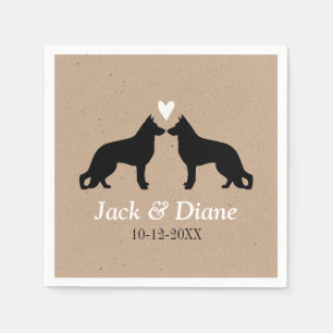 Deutsche Schäferhunde Hochzeitspaar mit individuel Serviette
