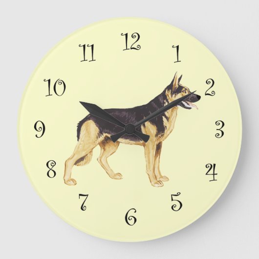 Deutsche Schäferhunde Hundehalde Große Wanduhr (Vorderseite)