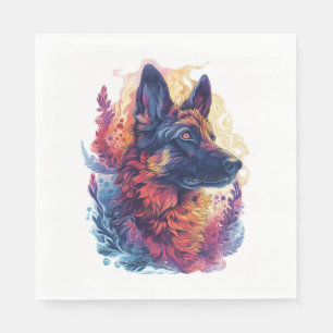 Deutsche Schäferhunde in Deep Sea Elegance Serviette