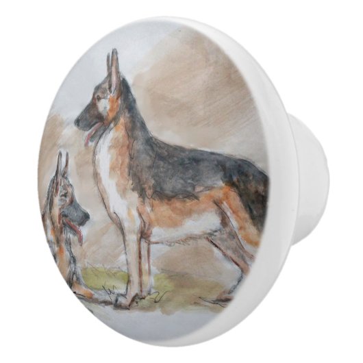 Deutsche Schäferhunde Keramikknauf (Rechts)