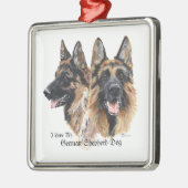 Deutsche Schäferhunde Silbernes Ornament (Links)