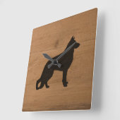 Deutsche Schäferhunde Silhouette Rustikaler Stil G Quadratische Wanduhr (Winkel)