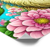 Deutsche Schäferhunde und Whimsikale Blume Poster (Ecke)