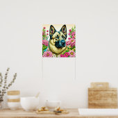 Deutsche Schäferhunde und Whimsikale Blume Poster (Küche)
