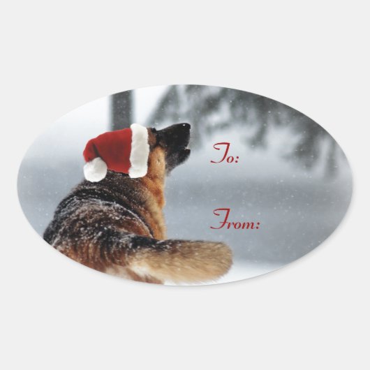 Deutsche Schäferhunde-Weihnachtsgeschenke Tags Ovaler Aufkleber (Vorderseite)