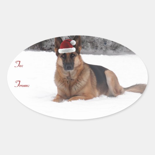 Deutsche Schäferhunde-Weihnachtsgeschenke Tags Ovaler Aufkleber (Vorderseite)