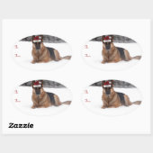 Deutsche Schäferhunde-Weihnachtsgeschenke Tags Ovaler Aufkleber (Blatt)