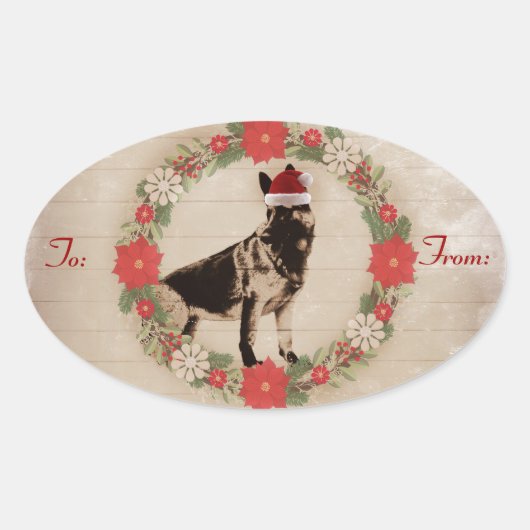 Deutsche Schäferhunde-Weihnachtsgeschenke Tags Ovaler Aufkleber (Vorderseite)