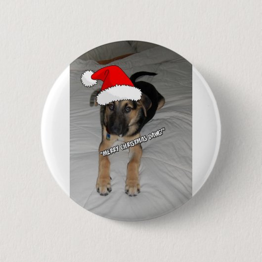 Deutsche Schäferhunde-Weihnachtsmannmütze Button (Vorderseite)