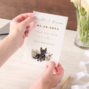 Deutsche Schäferhunde-Wildblumen Save the Date Pergament Einladungen