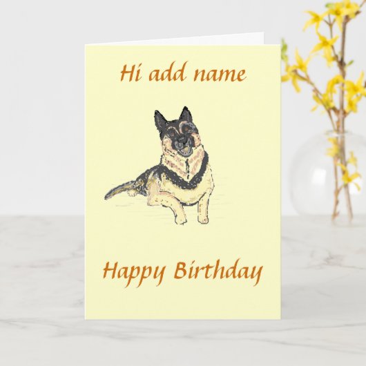 Deutsche Schäferhündin Geburtstagskarte Karte (Gelbe Blume)