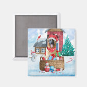 Deutsche Schäferhündin im Schnee Weihnachtshundeha Magnet (Vorderseite/Rückseite)