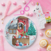 Deutsche Schäferhündin im Schnee Weihnachtshundeha Pappteller (Party)