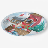 Deutsche Schäferhündin im Schnee Weihnachtshundeha Pappteller (Schrägansicht)