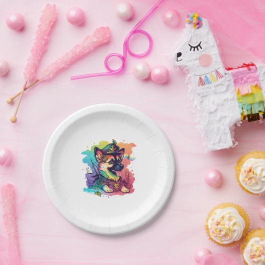 Deutsche Schäferhündin Pappteller (Party)