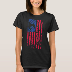 Deutsche Schäferhündin Patriotische Amerikanische T-Shirt