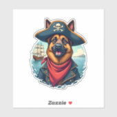 Deutsche Schäferhündin - Piratenkopie Aufkleber (Blatt)