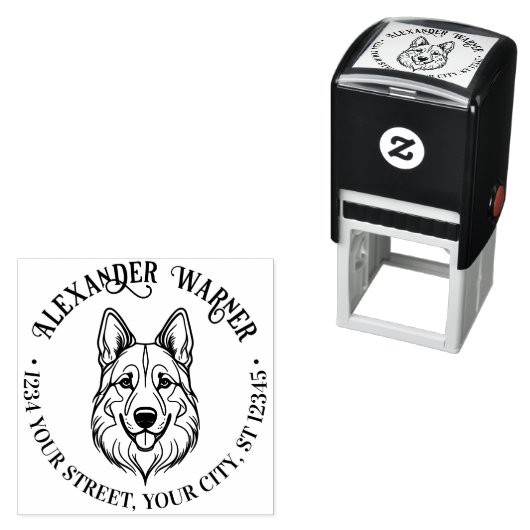 Deutsche Schäferhündin Rücksendeadresse Permastempel (Beispiel)