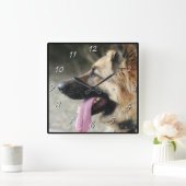 Deutsche Schäferhundquadrat Quadratische Wanduhr (Zuhause)