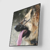 Deutsche Schäferhundquadrat Quadratische Wanduhr (Winkel)